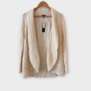 Talbots‎ Open Front Lambswool Cardigan Sweater Size M Cable Knit Quiet Luxury
